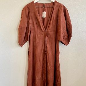 NWT Free People Brown Midi Dress XS